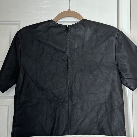 Brand New T by Alexander Wang Leather Lambskin Leather Color block Top Size 2 - Picture 3 of 8